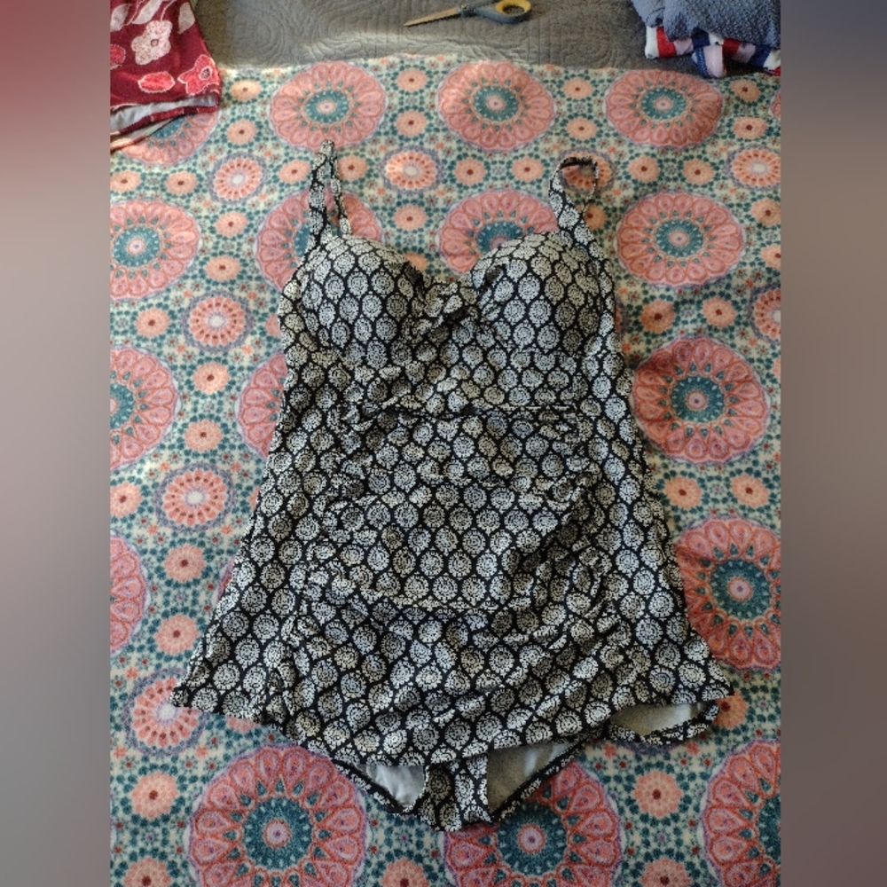 Adorable Vintage Vibe Skirt Style Pinup 50s One-piece Swimsuit L